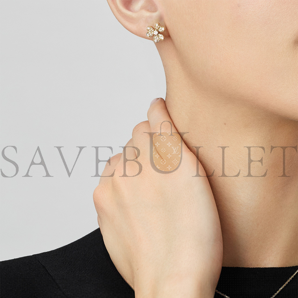 v*n cl*f arpels frivole earrings, mini model - yellow gold, Di*m*nd vcarp24200